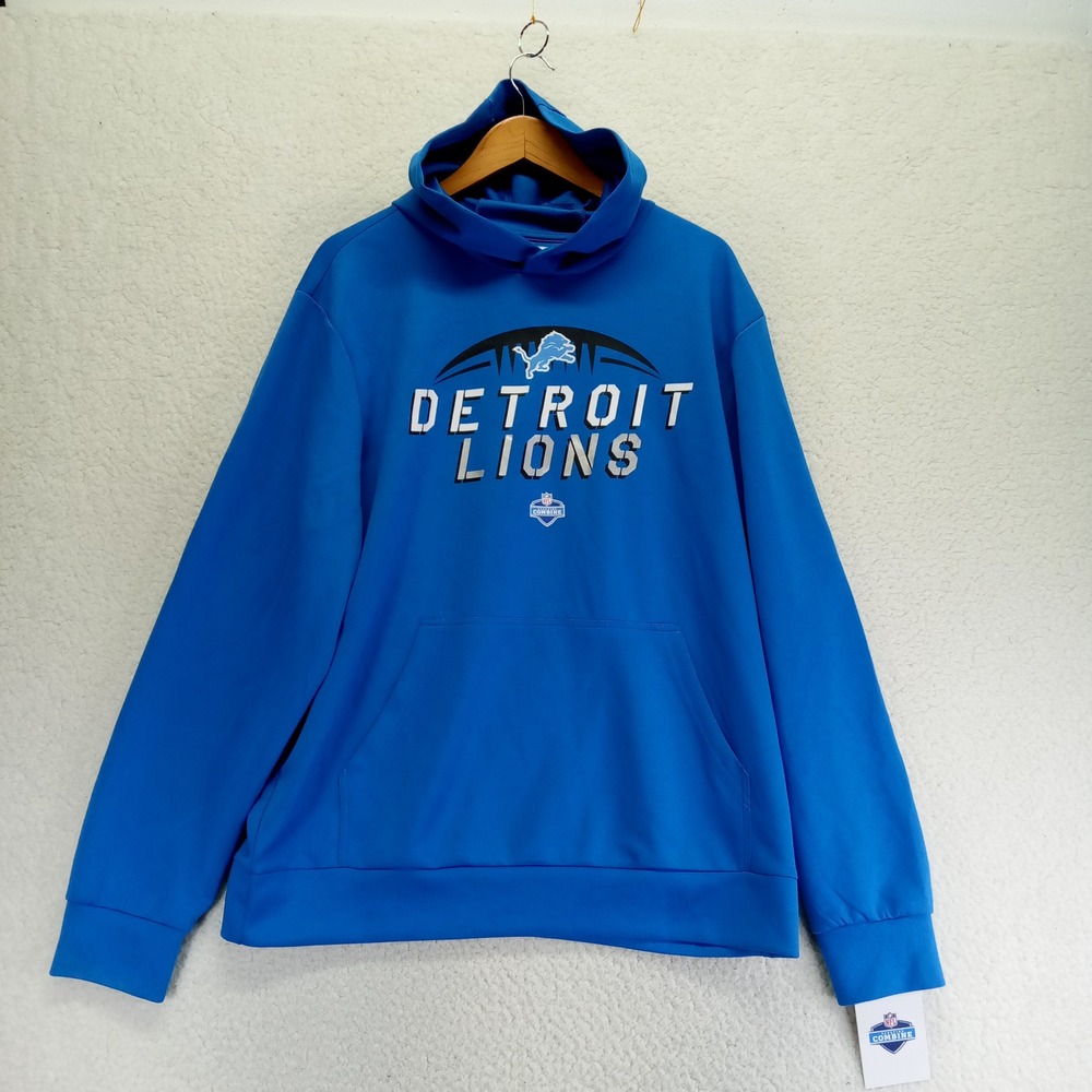 NFL Scouting Combine Detroit Lions Hoodie Blue Performance Pullover Mens XL NEW